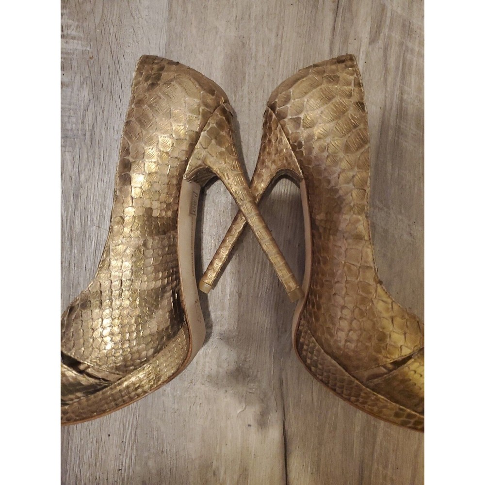 Alexandre Birman Saks Fifth Avenue Women's Heels Size 7 Gold Animal Print Luxe - Picture 10 of 11